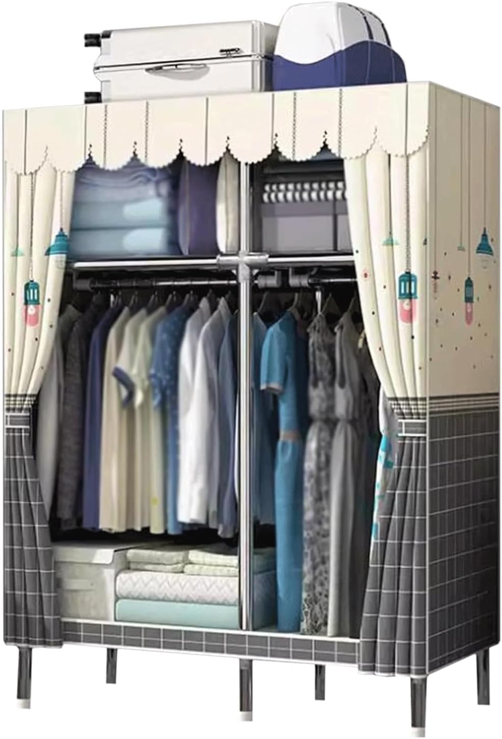 BKEKM Closets Detachable Closets Aluminum Alloy Frame Wardrobe Closet Foldable Wardrobe Portable Closets for Bedroom Cloth Clothes Closet Spacious