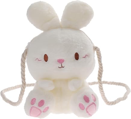Women Plush Shoulder Bag Makeup Cosmetic Storage Bag with Strap Cute Rabbit Handbag Bag Organizer