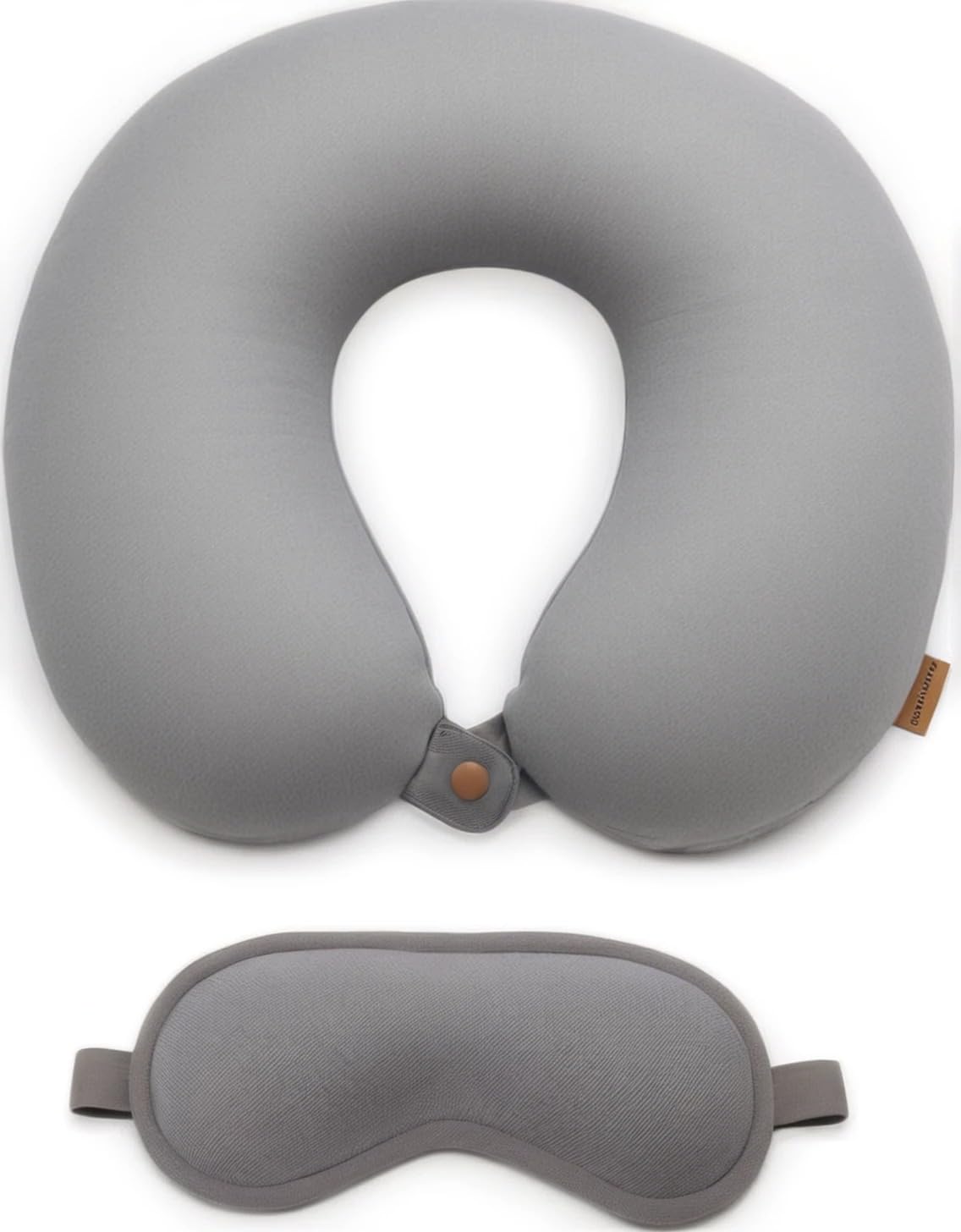 Karmakasa Microfiber Travel Pillow with Eye Mask – Soft Neck Support Pillow for Airplane, Car, Train & Office – Compact & Lightweight Travel Essentials Set for Men & Women,Grey-image-1