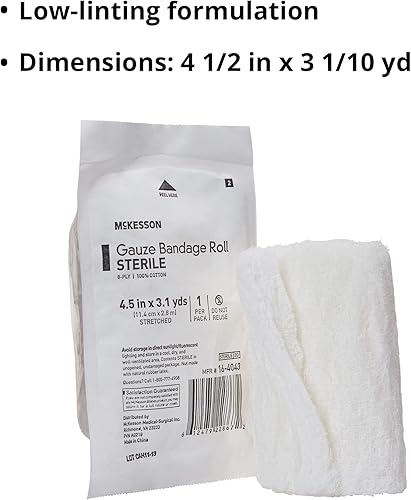 Miniatura 9 de McKesson Sterile 6-Ply Fluff-Dried Cotton Gauze Bandage Roll, 4.5 inches x 3.1 yards
