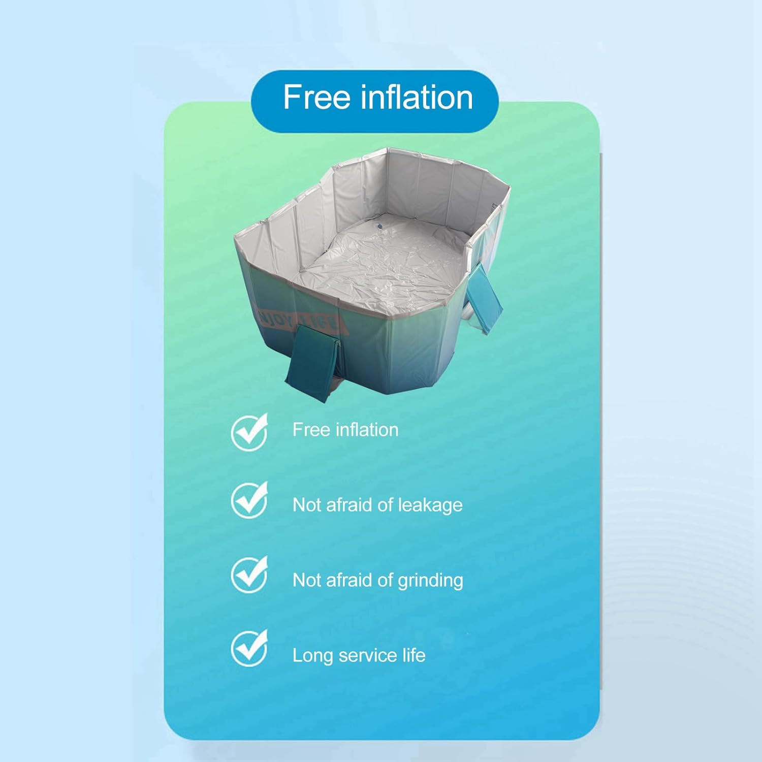 ZJchao Foldable PVC Swimming Pool, 63 X 47.2 X 18.5in Rectangular Frame Ground Outdoor Backyard Swimming Pool for Outdoor Backyard and Fun Water Play (1.6m / 63in)