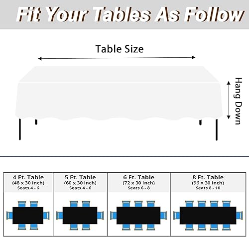 Miniatura 3 de Fixwal Manteles de mesa para mesas rectangulares de 8 pies, paquete de 2, mantel blanco rectangular, mantel de elastano elástico (96 pulgadas de