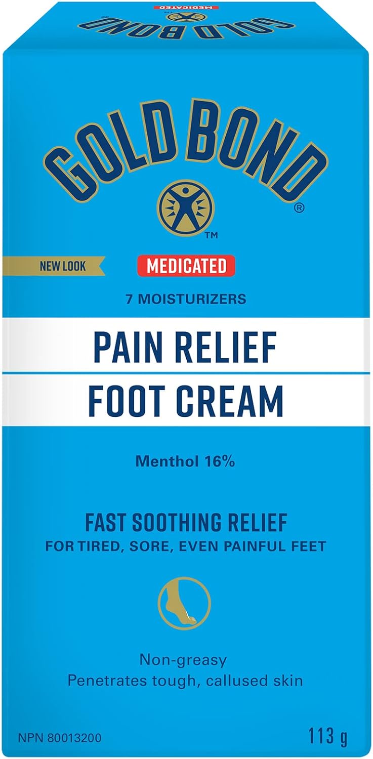 Gold Bond Medicated Pain Relief Foot Cream, 113g Tube, Foot Pain Relief