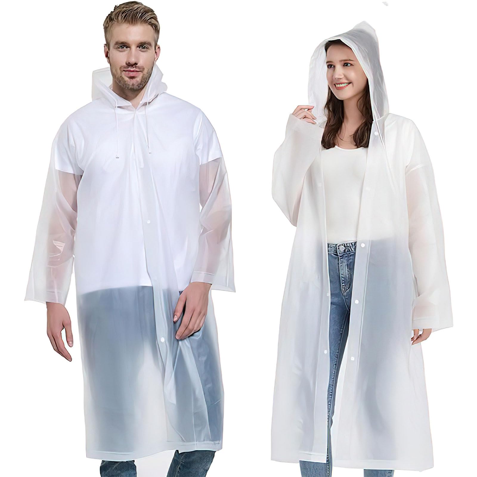 2 Pack EVA Raincoat Reusable Rain Windbreaker Hoodie Long Rain Wear Packable Pullover Rain Jackets Men Women