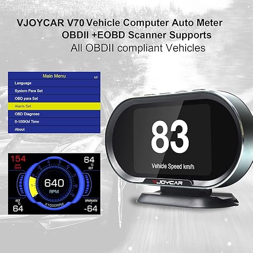 Miniatura 8 de V70 OBD2 Gauge Cluster HUD Heads Up Display, Computadora de Coche OBD II Escáner Velocidad Motor Refrigerante Temperatura Consumo de combustible