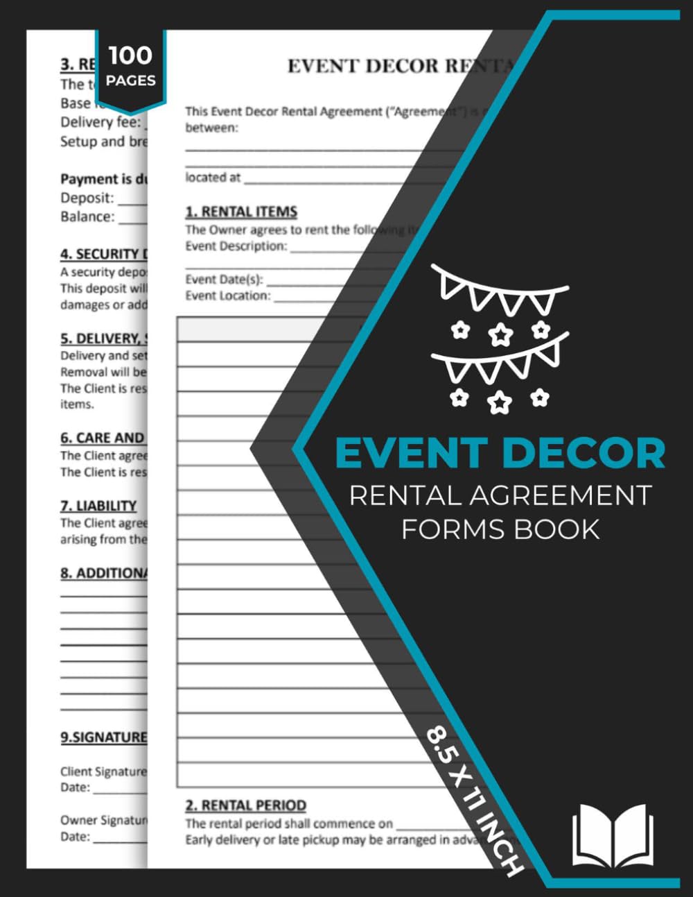 Event Decor Rental Agreement Forms Book: Event / Party Decoration Rental Contract Form | Professional Contracts For Wedding, Party Decoration ... | 50 Forms