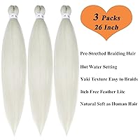 Vista 5 de Extensiones de cabello trenzado color gris plateado, preestirado, hipoalergénico, para trenzar, trenzas de caja, micro largo, jumbo, sin nudos