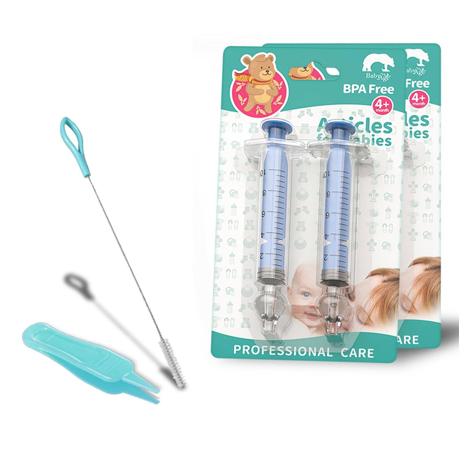 Syringe for Baby with Cleaning Tools Safe Silicon Nasal Aspirator