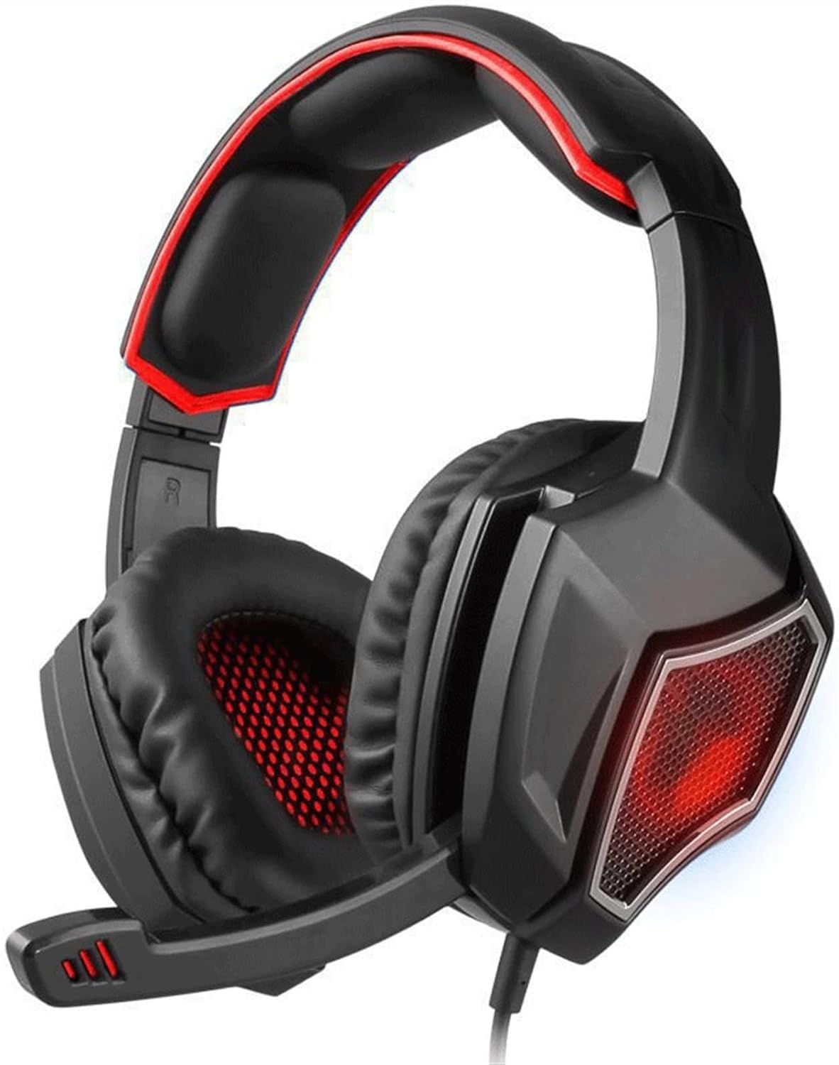 Cuffie da gioco, cuffie da gioco over-ear con microfono Cuffie da gioco for computer montate sulla testa con riduzione del rumore del microfono (Color : Red)