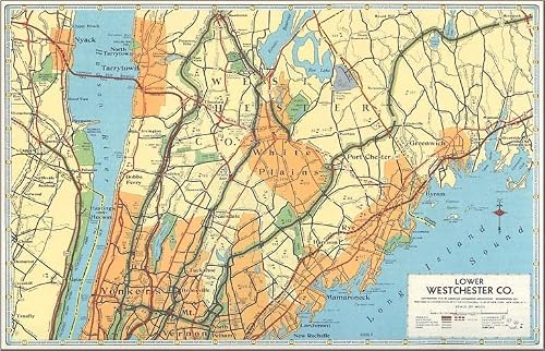 Found Image Press - Map of Lower Westchester County, New York - Vintage Image