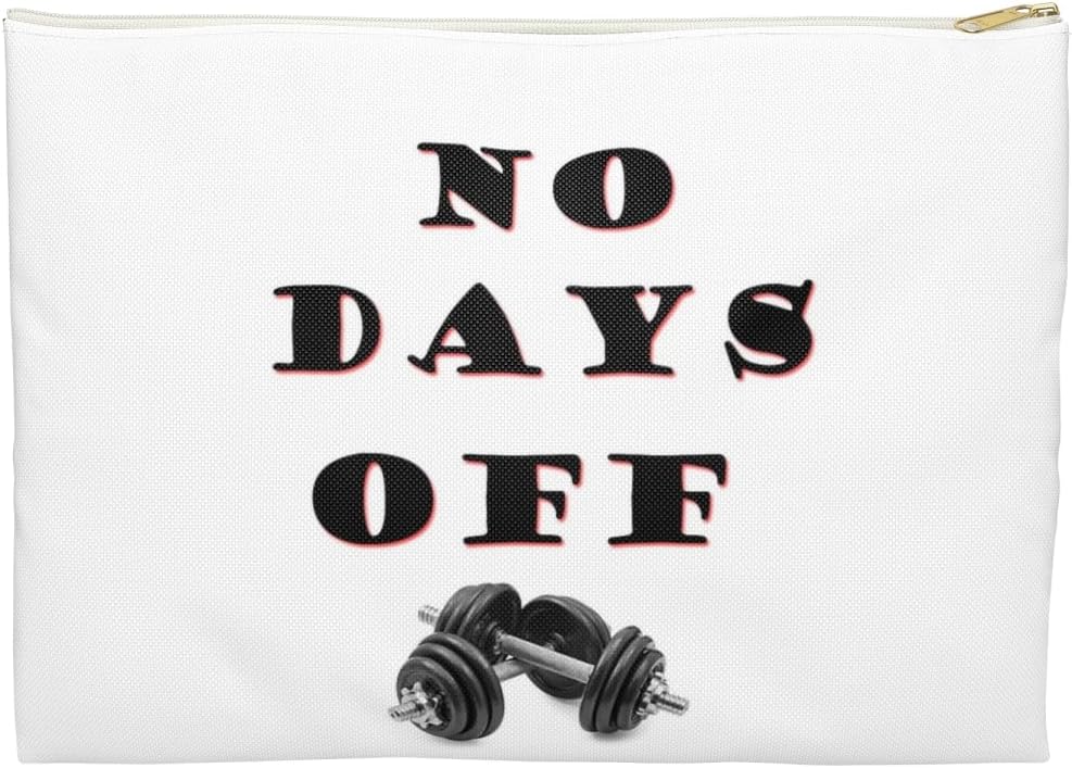 3dRose No days off. Gym, workout. Accessory Pouch Large