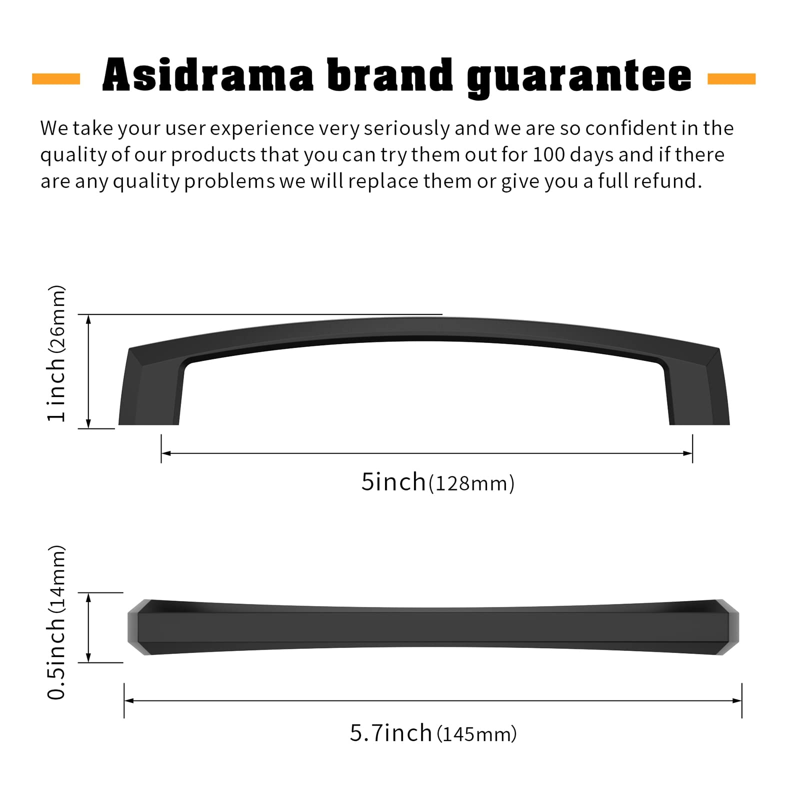 Asidrama 10 Stück 12,7 cm mattschwarze Türgriffe Möbel, Küchenschrankgriffe, Schrankgriffe, Küchenschrank, Hardware für Schrank, Schubladengriffe, Kommodengriffe
