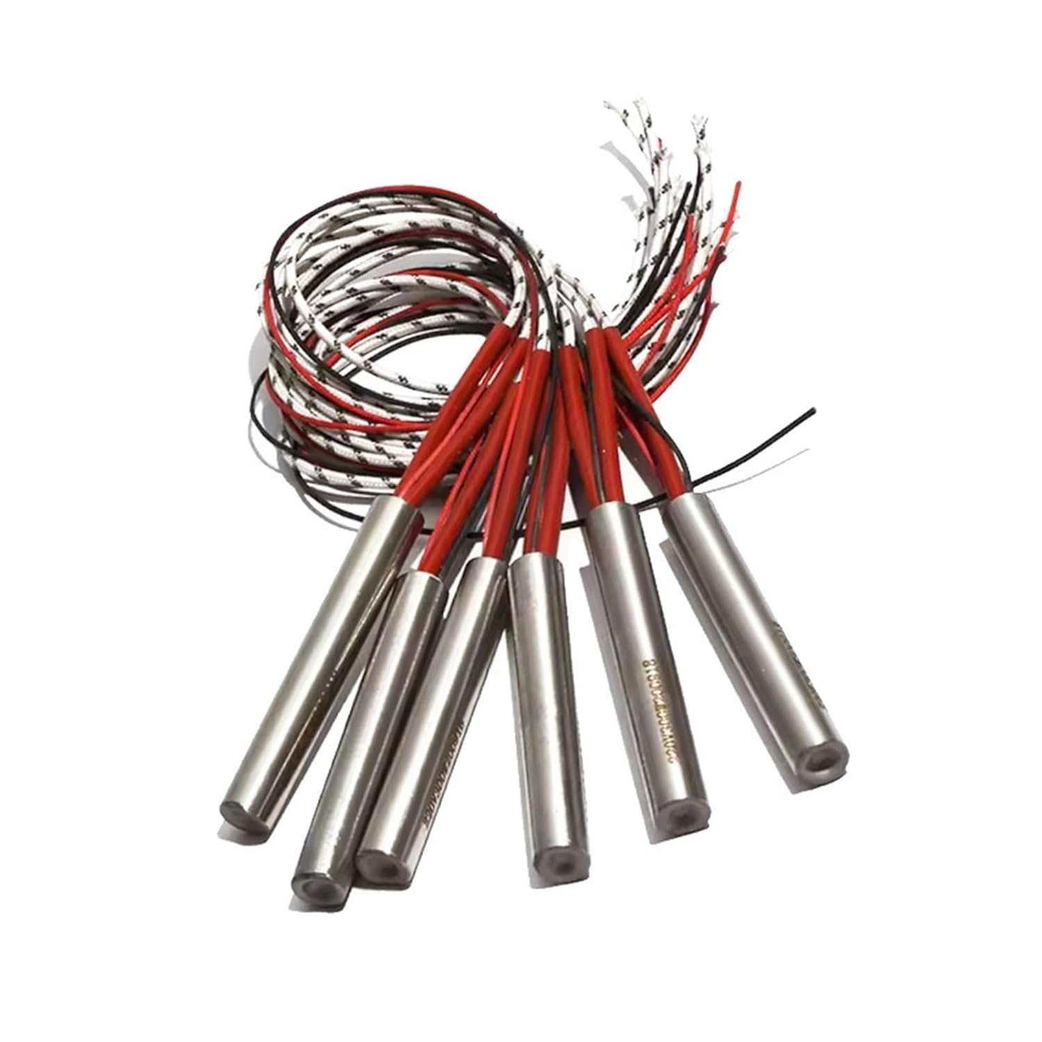 110V/220V Tubular Shaped Heating Element 16x50-150mm 304SS Straight Heater Rod 5Pcs(NO Thermocouple Wire,110V_16X80MM 300W)