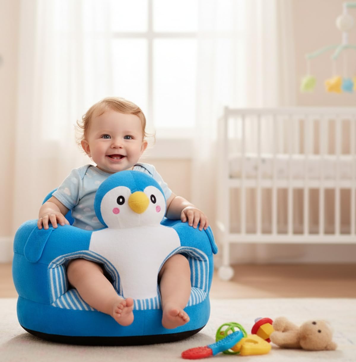 FLOATING DREAMS Baby Sofa Seat Or Rocking Chair for 0 to 3 Years Kids Supporting Training Seat for New Baby Born Babies & Girl Playing Sofa Soft Plush Cushion for Birthday Gift & Room Decoration 2