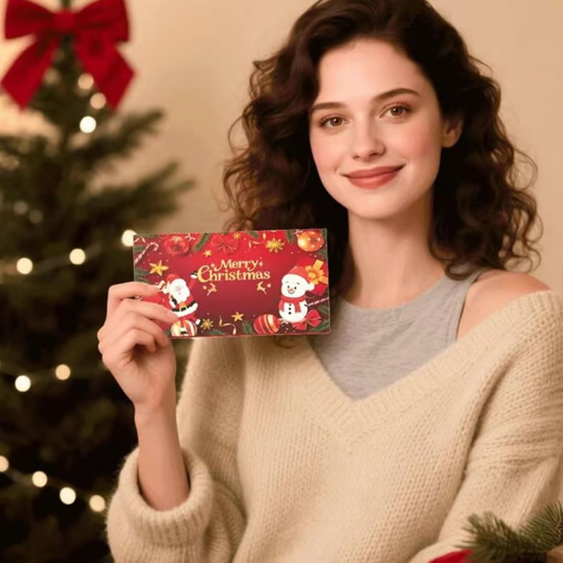 Christmas Cash Gift Envelopes, 2026 New Xmas Money Holders for Cash, Money Gift Card Holder with 6/10 Slots, Surprise Money Envelope for Men Women Girls Boys (Green-10 Slots, 5Pcs)