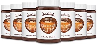 Justin's Chocolate Hazelnut and Almond Butter, Organic Cocoa, No Stir, Gluten-free, Responsibly Sourced, 16 Ounce Jar (6 P...