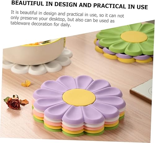 Miniatura 3 de Zerodeko Almohadilla caliente para ollas de flores, alfombrilla de silicona para el hogar, manteles individuales con forma de flor, tapete de