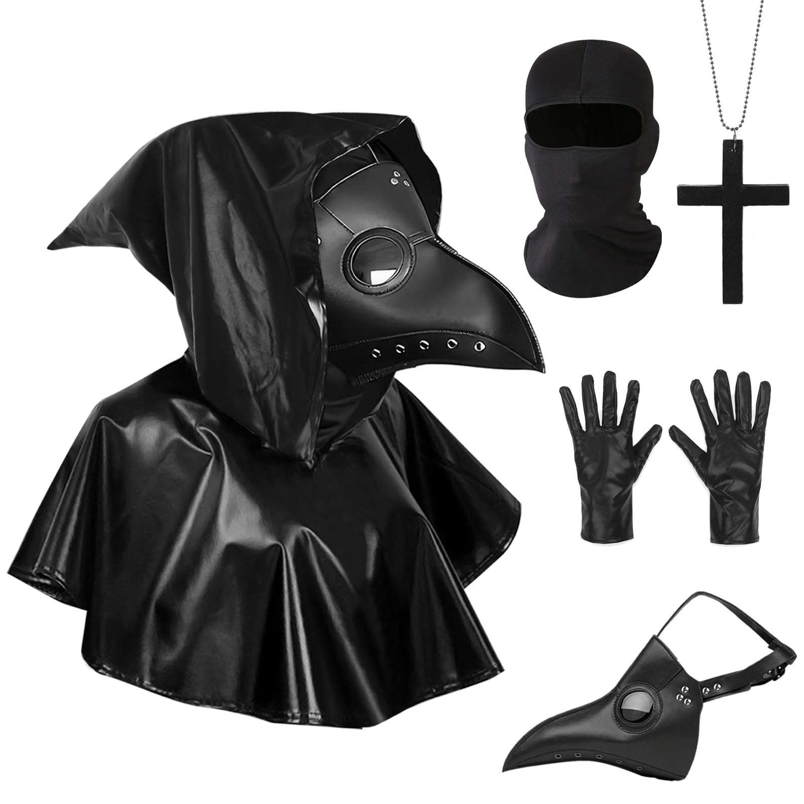shengo 5PCS Plague Doctor Bird Mask, Halloween Beak Mask