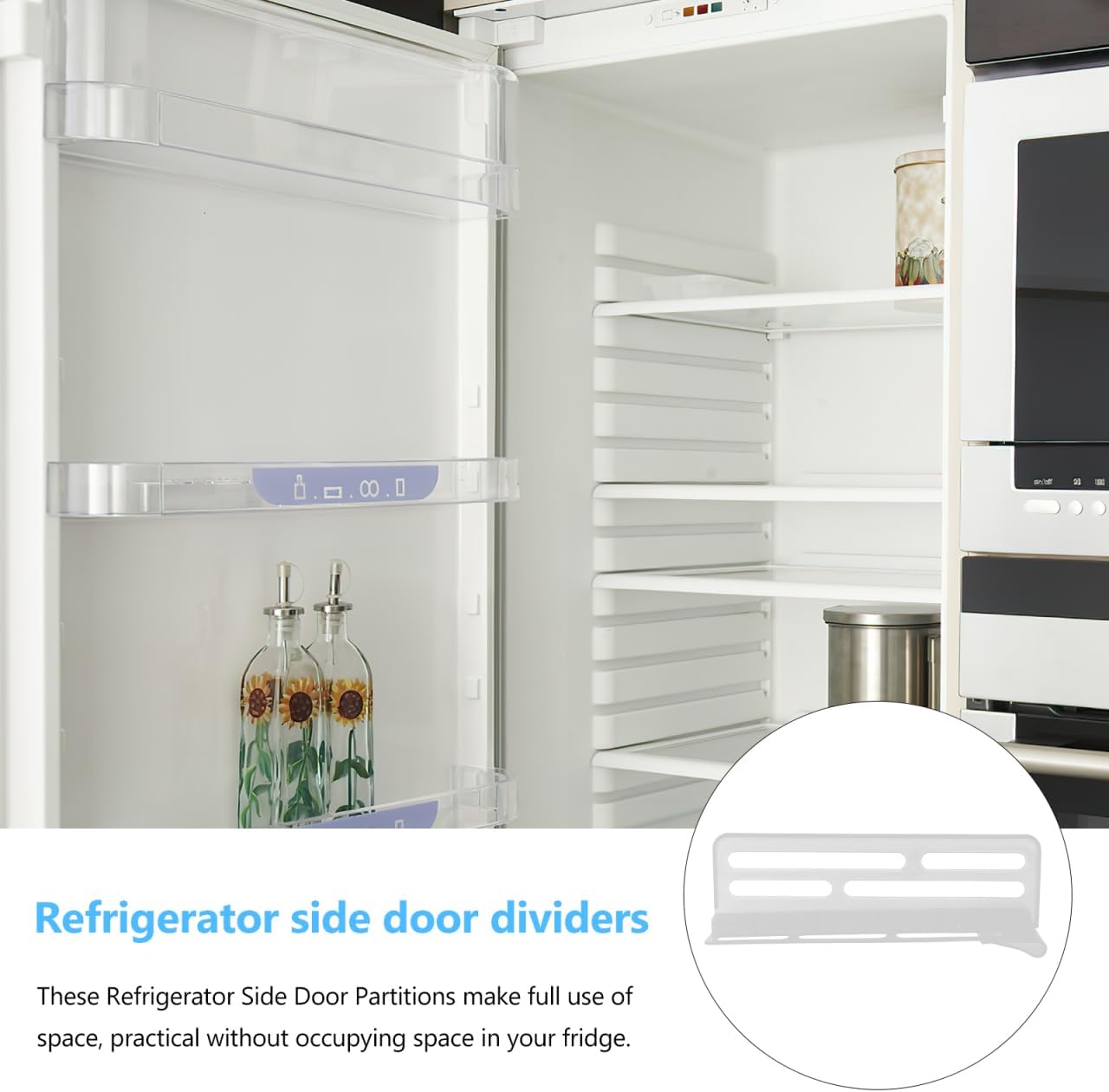 ARTIBETTER 3Pcs Adjustable Refrigerator Side Door Dividers Plastic Fridge Organizers for Food and Beverage Storage Space-Saving Partition Boards for Home Kitchen and Freezer