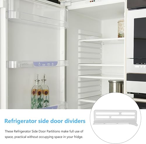 Miniatura 3 de ARTIBETTER 3 separadores ajustables para puerta lateral de refrigerador, organizadores de plástico para alimentos, bebidas y condimentos, paneles de