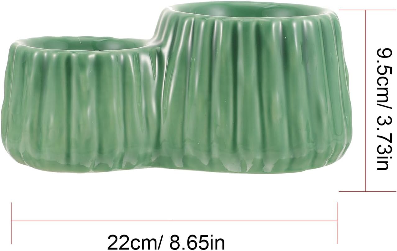 Ceramic Elevated Cat and Dog Feeding Bowl Set with Tilted Design, Anti-Spill Raised Pet Food and Water Dishes, Green, Suitable for Cats and Puppies