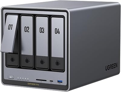 UGREEN NASync DXP4800 Pro NAS Desktop a 4 vani, CPU Intel i3-1315U a 6 core, 8GB RAM DDR5, SSD da 128GB, 10GbE & 2,5GbE porta, 2 slot M.2 NVMe, uscita HDMI 4K (senza dischi inclusi)