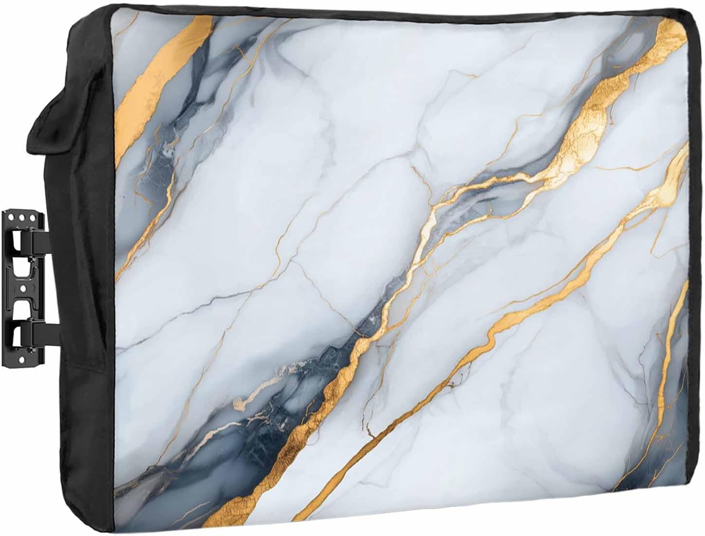 Outdoor TV Cover 65 Inch Abstract Marble TV Enclosure Marble Pink TV Covers for Outside TV Display Screen Protector with Remote Control Pocket Home Decor