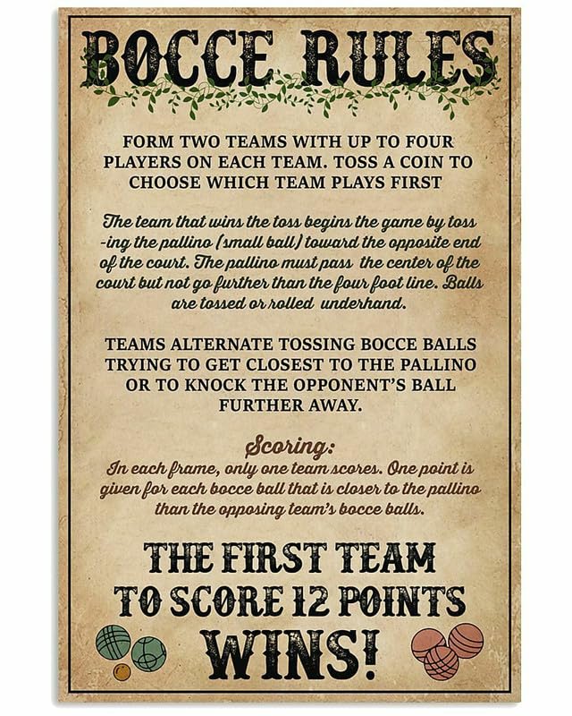Ensound 6"x8" Bocce Rules Poster, For Bedroom, Livingroom, Gift For Birthday, For Bocce Lover