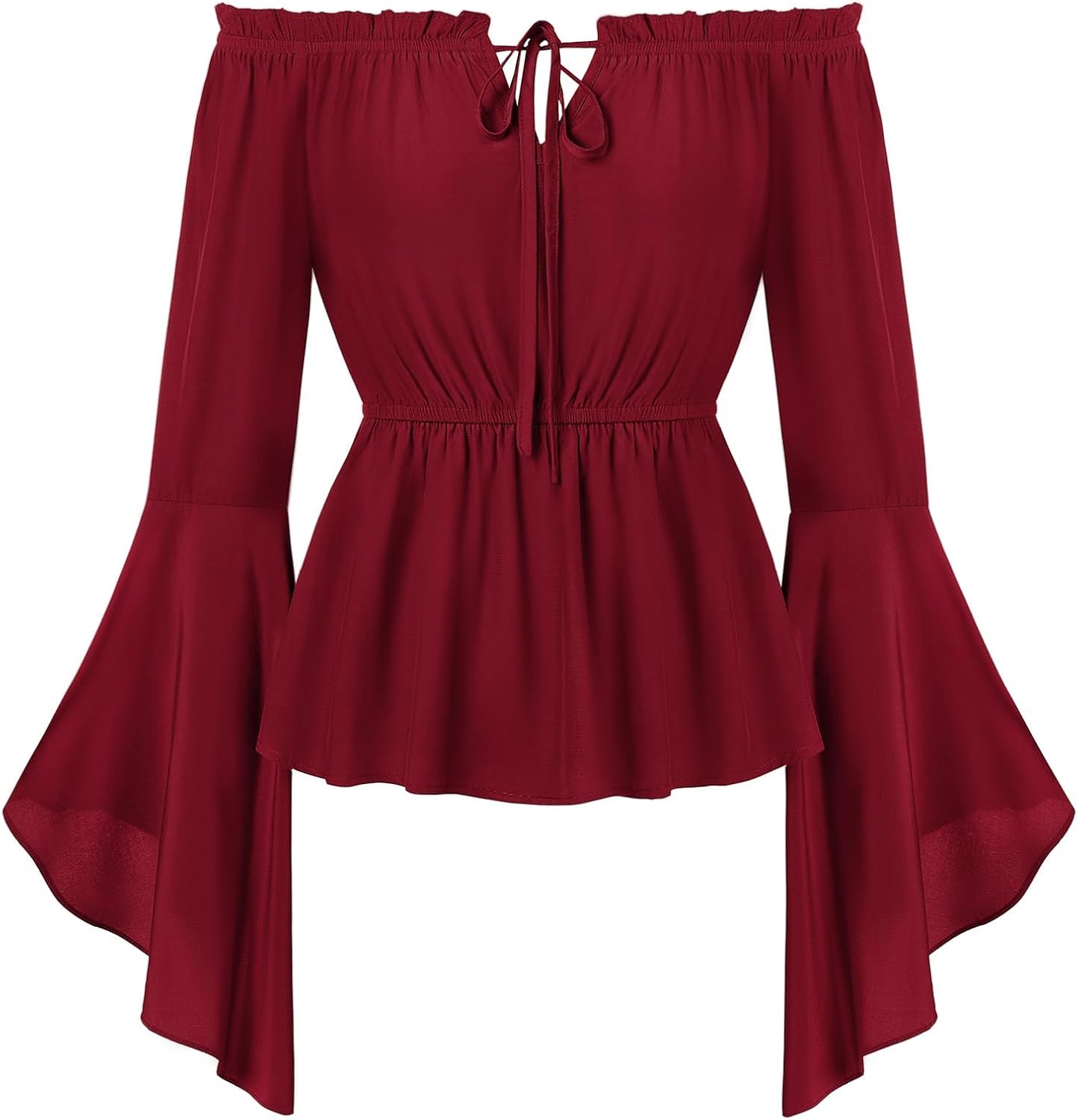 SCARLET DARKNESS Renaissance Shirt Women Peasant Blouse Bell Sleeve Off Shoulder Tops Pirate Costume