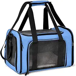 Bolsa Transporte Pet Ventilação em 4 lados Não Se Deforma Facilmente Bolsa Transporte Pet Avião com Zíper liso Portátil - 30X32X20 - MJ BRANDS (Azul)