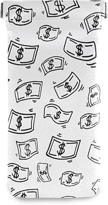 HUSSRITY Eyeglasses Case Doodle Money Sunglasses Pouch Soft PU Leather Squeeze Top Eyeglass Holder Portable Glasses Case For Women Men