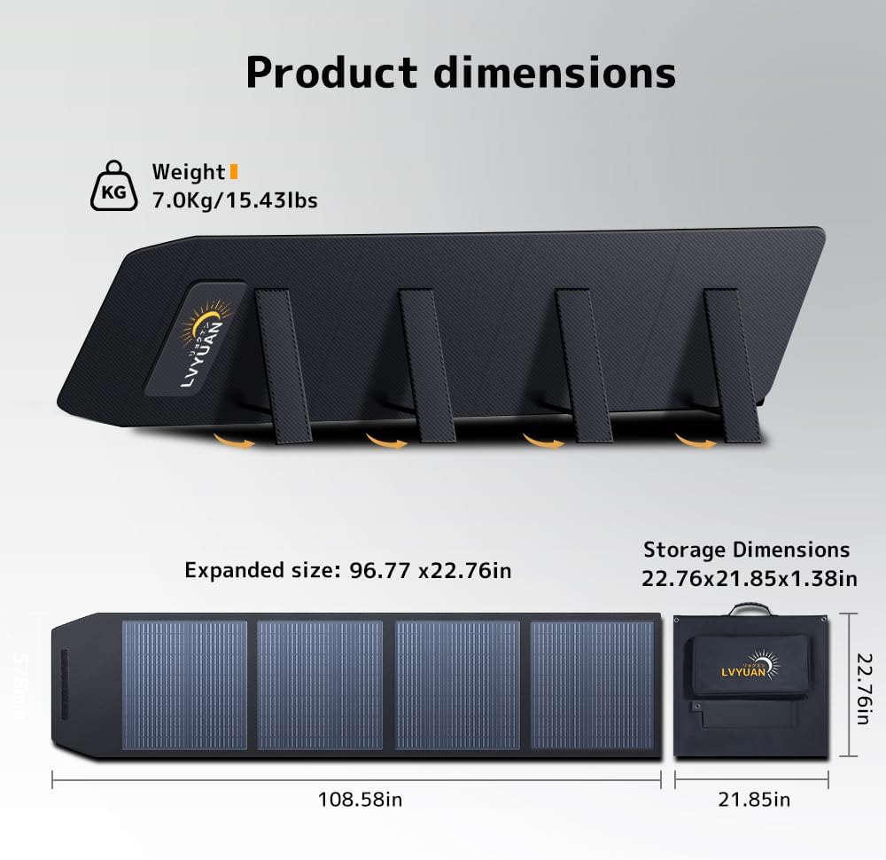 LVYUAN 200W Portable Solar Panel Foldable Solar Panel, Solar Cells 22.5% High Efficiency for Outdoor Adventures Power Station Camping RV Solar Generator