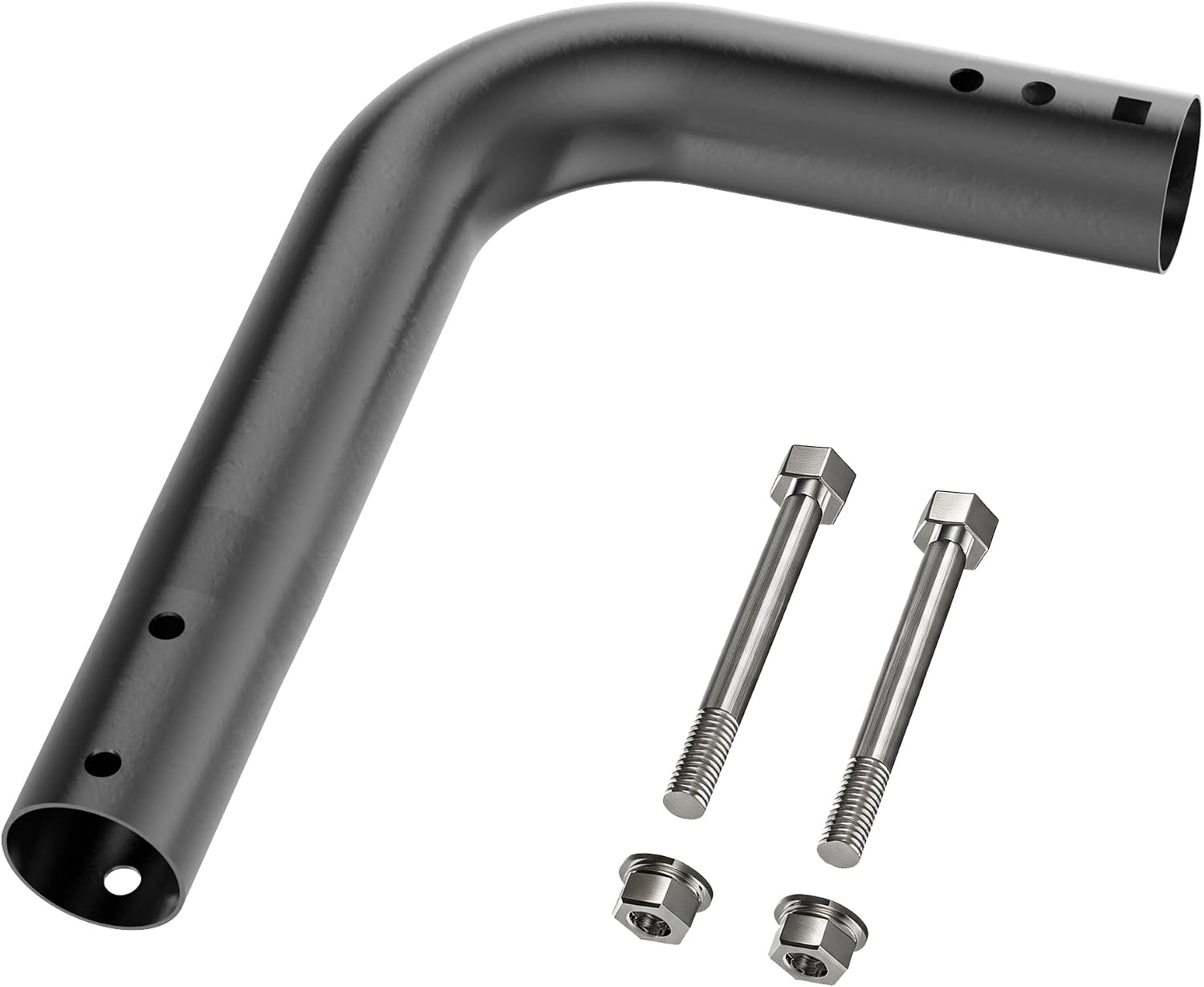 90° Antenna Mount Tube Adapter, Iron Pole Bracket with 2 Mounting Holes, Compatible with Select EOQO Heavy Duty Antenna Mounts for TV Antennas, Weather Stations & Starlink Mount Setups, Black