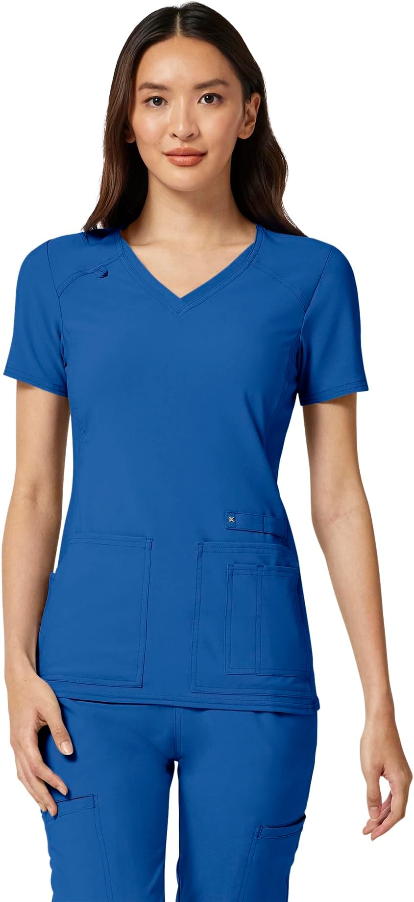 Women's Medical Scrub Top Iflex V-Neck Knit Panel Top - CK605