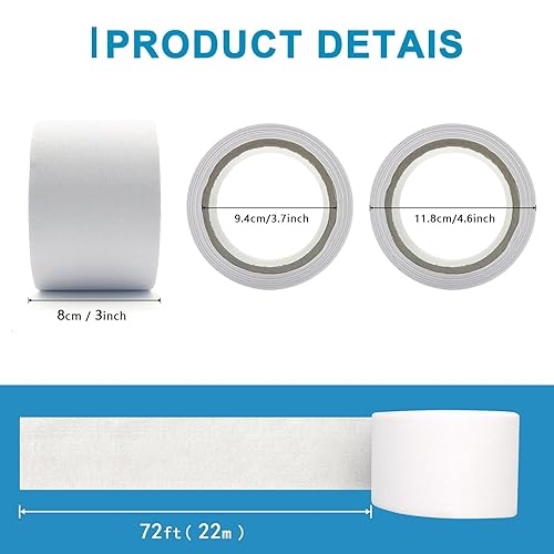 Miniatura 2 de Cinta de tela para paneles de yeso, 3 pulgadas x 72 pies, cinta de membrana impermeabilizante para paneles de yeso, cinta de malla de tela