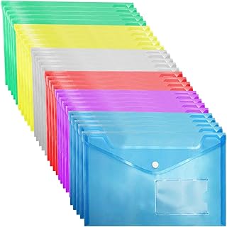 A5 Plastic Folders - Document Wallets Foolscap Popper Wallet Folder Pockets (30 Pcs)