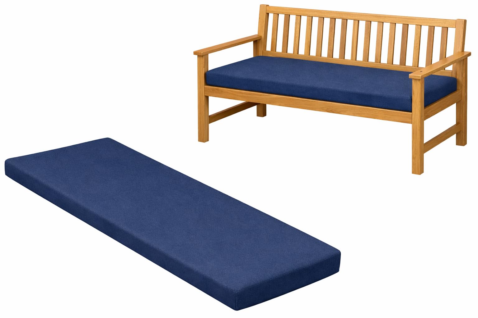 Brillars 100% Waterproof Garden Bench Cushion for 2/3/4 Seater – Outdoor Long Seat Pad with Removable Cover for Patio, Lawn, Garden, Office & Coffee Shop (3 Seaters-143x52x6cm, Navy) — image 1