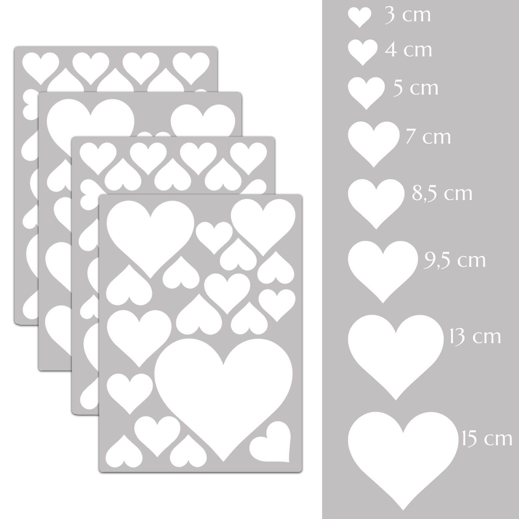 PREMYO Set of 86 Heart Wall Stickers Kids - Nursery Decor Easy to Apply - Decals for Bedrooms for Girls Boys White - Image 2