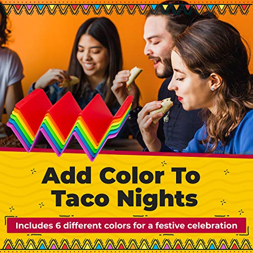 Stand Up Taco Holders, Colorful Premium Server Tray And Rack For Soft Or Hard Taco Shells - Dishwasher And Microwave Safe, Bpa Free And Sturdy, Multi-Colored, Set Of 6 #TOP5