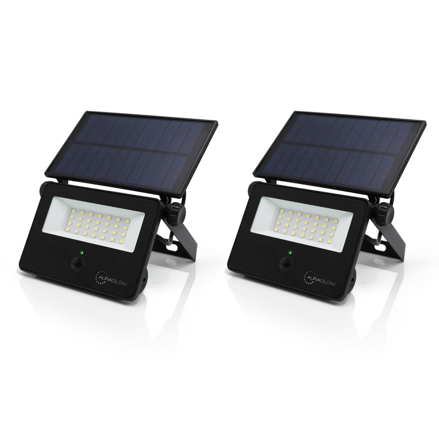 Auraglow Solar Security Flood Lights with PIR Motion Sensor, 2 Pack