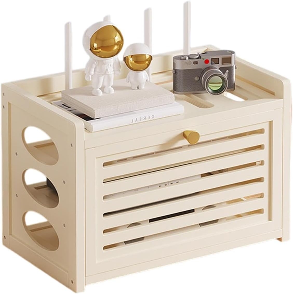 Desktop WiFi Router Storage Box, Bamboo Cable Management Organizer