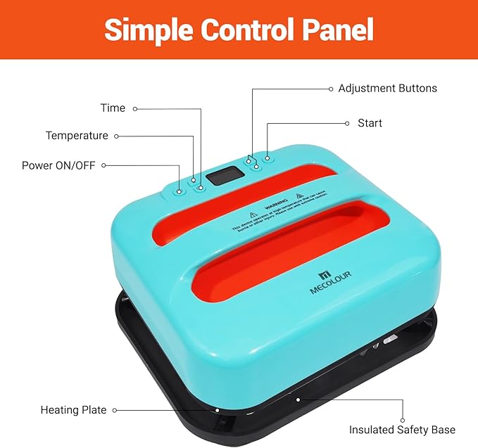 Máquina Termofijadora MECOLOUR 12"X10" 110V para Sublimación miniatura 3