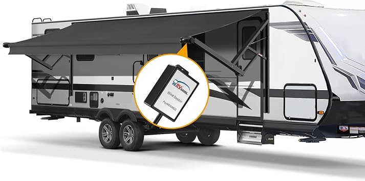 Black Intelligent RV Power Awning Frame and Fabric Assemblies Full Set for RV,5th Wheel,Travel Trailers,Motorhome Trailer Awning for Home or Camper 20Feet, Black Solid