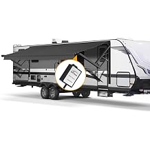 Black Intelligent RV Power Awning Frame and Fabric Assemblies Full Set for RV,5th Wheel,Travel Trailers,Motorhome Trailer Awning for Home or Camper 15Feet, Black Solid