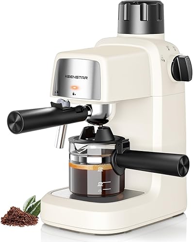 Miniatura 8 de KEENSTAR Máquina de café expreso de 3.5 bar con espumador de leche, máquina compacta de espresso y capuchino de 800 W con función de Azul