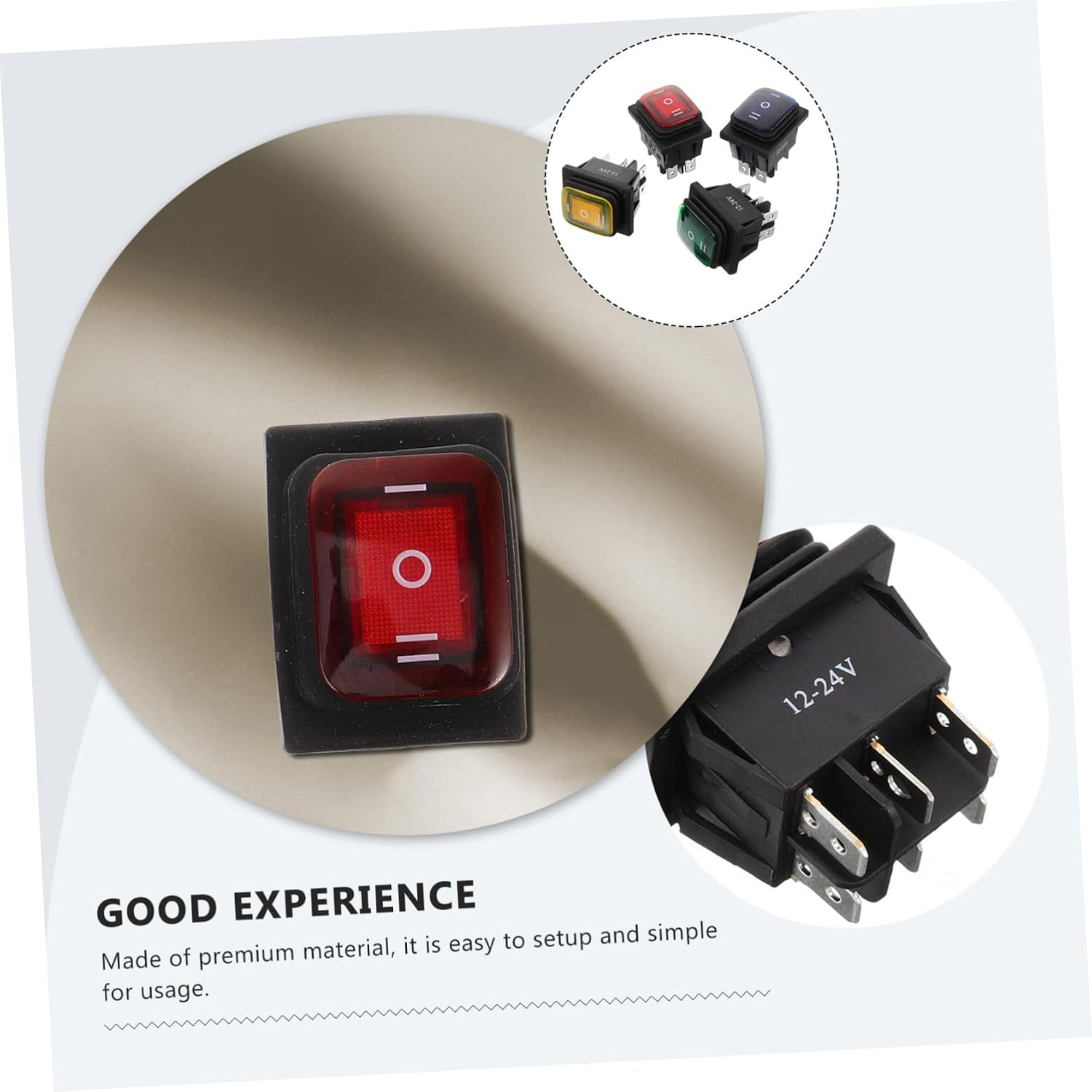 4pcs Led Rocker Toggle Switch Dc Pins Off Function for Automotive Boat Rv Blue Red Green Yellow Lights Included