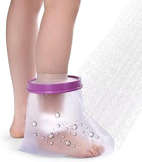 Waterproof Foot Cast Cover for Shower Ankle Wound Protector Bath Adult Watertight Cast Bag Showering for Surgery Foot, Ankle, Burns Reusable Purple