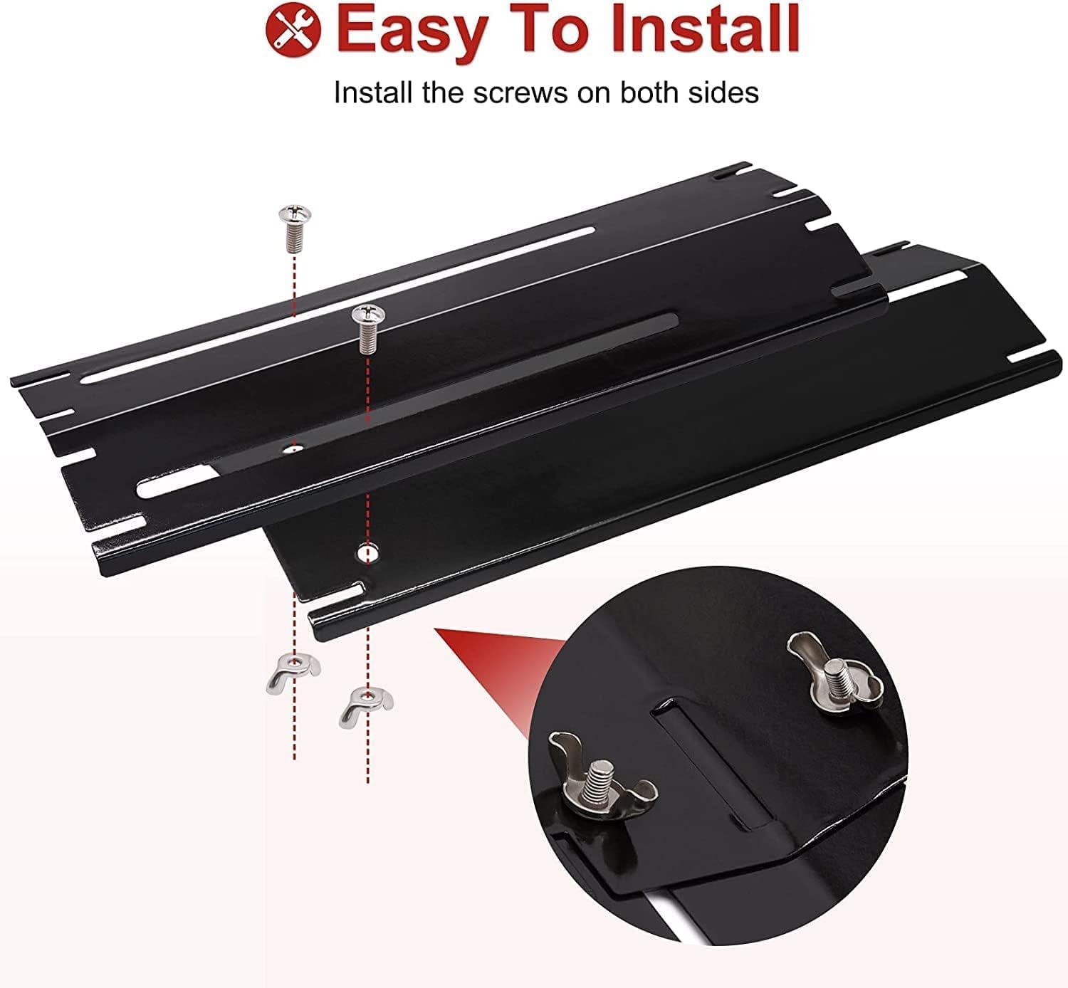 Adjustable Burner Tubes & Heat Plate Tent Shields Replacement for 4 Burner Grills, Universal Grill Parts (4X Adjustable Heat Plates & Burners (12"-17.5") x 1"