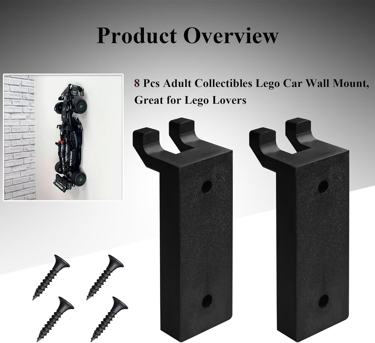 8 Pcs Formula 1 racing Wall Mount Hook, Fits LEGO 42171 Mercedes-AMG F1 W14 E Performance Racing Car Building Set, Adult Collectibles LegoCar Wall Mount, Great for Lego Lovers (Only Wall Mount Hook)