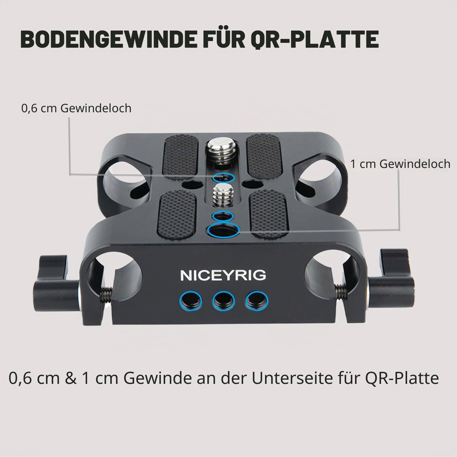 NICEYRIG Mehrzweckkamera Grundplatte mit 15 mm Stangenschienenklemme für das DSLR Rig Support System